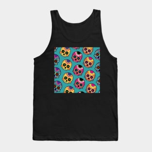 Sugar Skull Pattern Colorful Design, Artwork, Vector, Graphic Tank Top